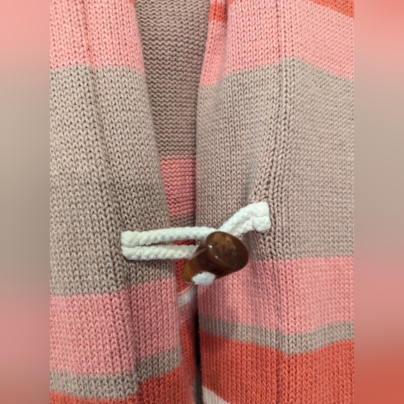 National Hooded Knit Long Cardigan Sweater Stripe 2 Pocket Toggle Close Plus 2X - Picture 4 of 8